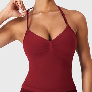 yeoreo softhue impact longline strappy top women's halter workout tank tops backless gym longline with adjustable strap