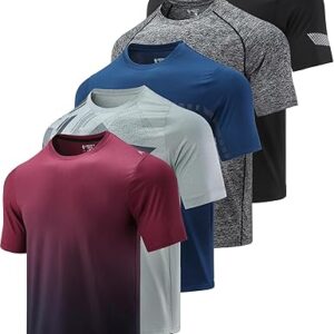 5 pack men’s active quick dry crew neck t shirts | athletic running gym workout short sleeve tee tops bulk