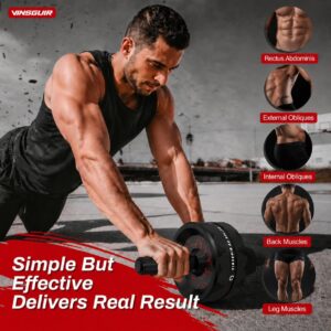 insguir ab roller wheel, abs & core workout equipment for home gym with knee pad accessories