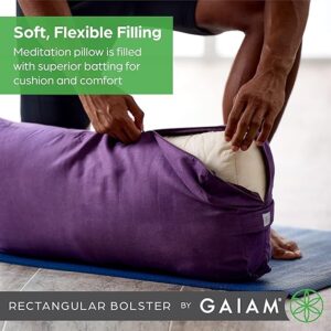 gaiam yoga bolster pillow, soft meditation cushion for yoga