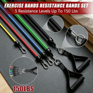 resistance bands with handles, 5 level exercise bands with handles,